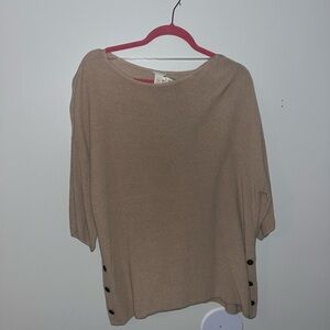 Chicos Minimalist Tan Camel Tunic Sweater Size 2